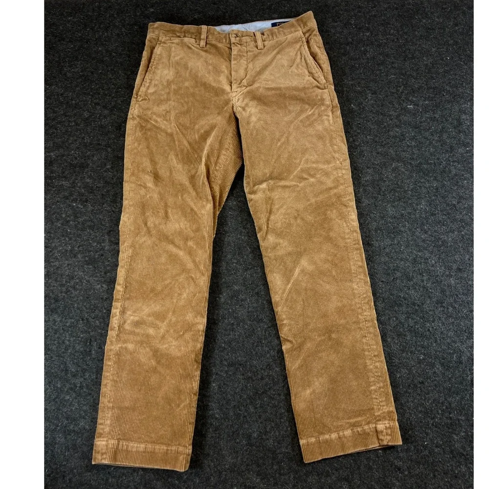 Polo Ralph Lauren Mens Bedford Corduroy Pants Tan Brown 32x30 Stretch Trousers